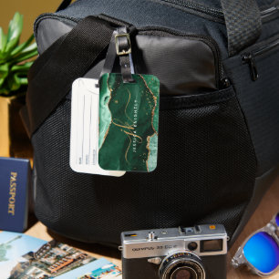 Etiqueta De Bagagem Monograma de Iniciais de Script de Geodo de Agate