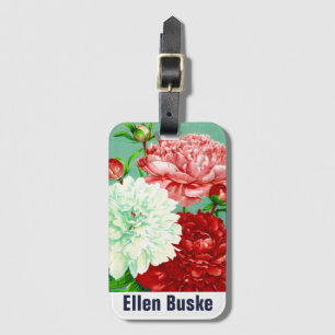 Etiqueta De Bagagem Monograma de Lindos Peonies Vintage