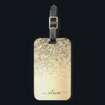Etiqueta De Bagagem Monograma de Metal Brilho Dourado Nome Glam<br><div class="desc">Etiqueta de mala ou bagagem com monograma e inicial de metal dourado falso brilhante com brilho. Isso faz o presente perfeito para o aniversário de 16 anos, casamento, chá de noiva, aniversário de casamento, chá de bebê ou festa de despedida de solteira para alguém que ama luxo e estilos chiques....</div>