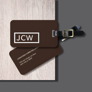 Etiqueta De Bagagem Monograma de Moldura Branca Simples