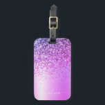Etiqueta De Bagagem Monograma de Nome em Metal Brilho Roxo<br><div class="desc">Etiqueta para Mala ou Bolsa com Monograma e Inicial em Metal Brilhante com Brilho Roxo Falso. Isso faz o presente perfeito para aniversário de 16 anos, casamento, chá de noiva, aniversário de casamento, chá de bebê ou festa de despedida de solteira para alguém que ama luxo e estilos chiques e...</div>