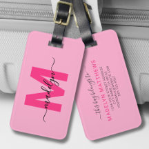 Monograma de Nome Inicial Rosa Moderno Personaliza