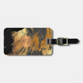 Etiqueta De Bagagem Monograma de ouro de cobre de pintura de abstrato 