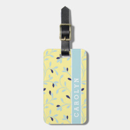 Etiqueta De Bagagem Monograma de padrão floral amarelo-acastanhado