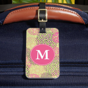 Etiqueta De Bagagem Monograma de Padrão Floral Moderno de Tendy