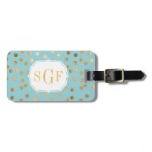 Monograma de pontos de luz azul-turquesa e Dourada