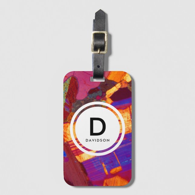 Etiqueta De Bagagem Monograma de Textura de Rock Fino Granito (Frente Vertical)