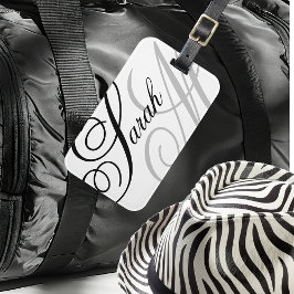 Etiqueta De Bagagem Monograma de Tipografia Elegante