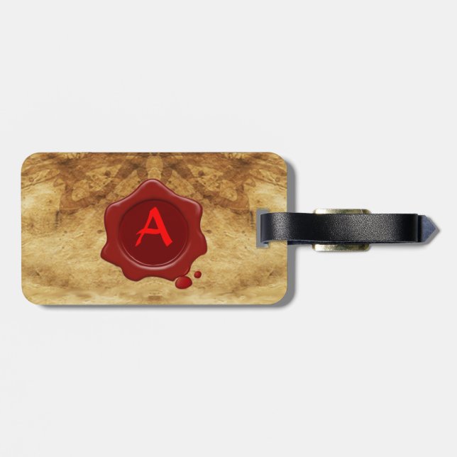 Etiqueta De Bagagem Monograma do antigo parqueamento de cera vermelha (Traseira Horizontal)