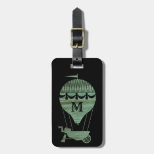 Etiqueta De Bagagem Monograma do Balão de Ar Quente Steampunk Verdigr