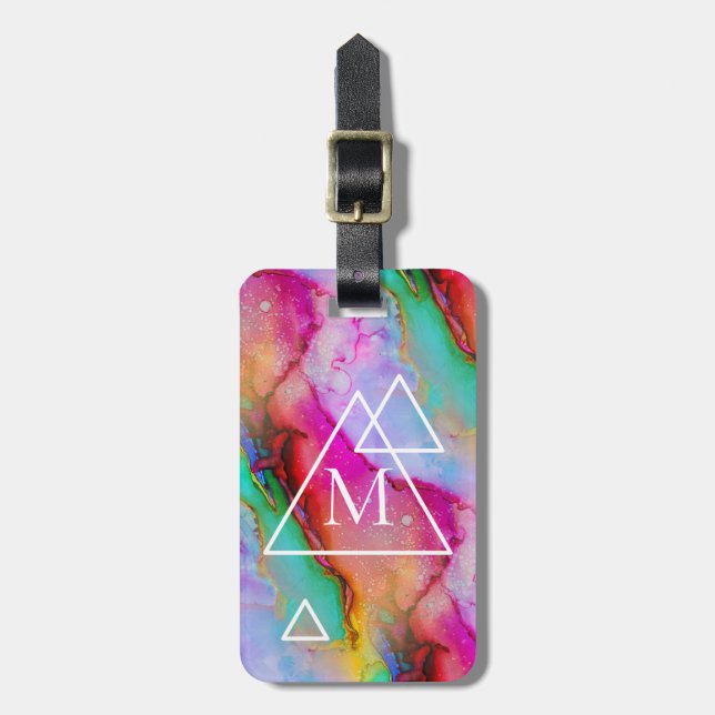 Etiqueta De Bagagem Monograma do Hipster Chem 7 (Frente Vertical)