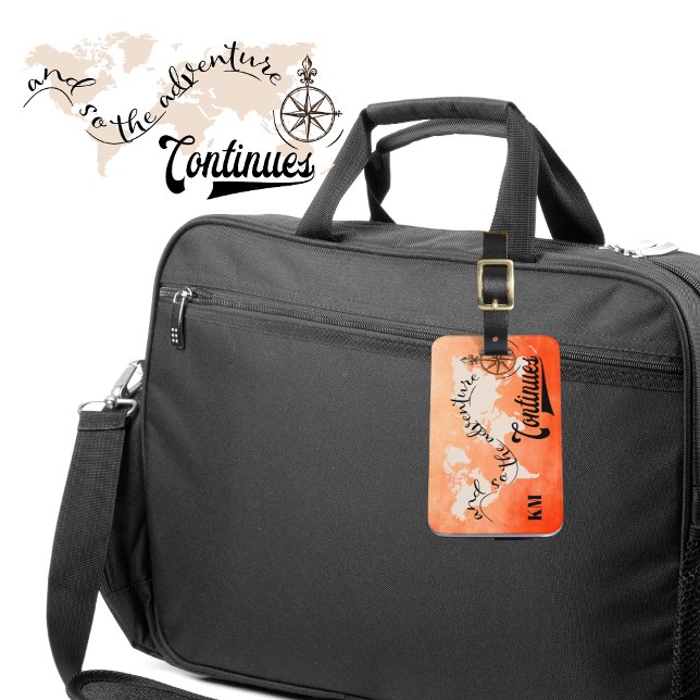 Etiqueta De Bagagem Monograma do Mapa Personalizado do Viajante Mundia (Criador carregado)