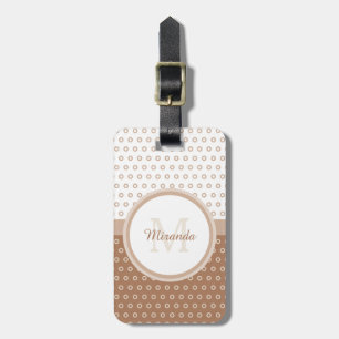 Etiqueta De Bagagem Monograma do Mod Brown e do White Bolinhas com Nom