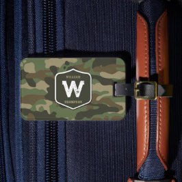 Etiqueta De Bagagem Monograma do Padrão do Exército Verde Camo Camufla