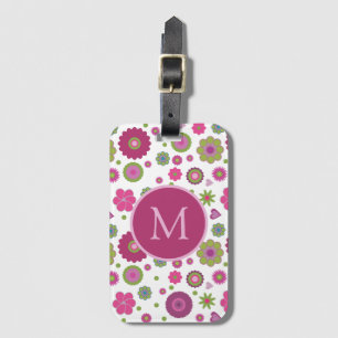 Etiqueta De Bagagem Monograma do Padrão Flor Snazzy