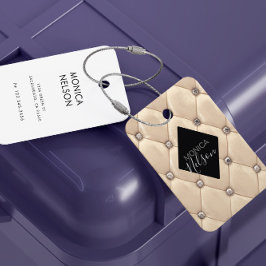 Etiqueta De Bagagem Monograma Dourado Luxurioso Tufted