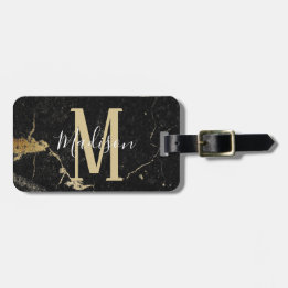 Etiqueta De Bagagem Monograma Dourado Marble
