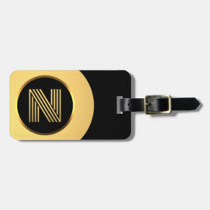 Etiqueta De Bagagem Monograma Dourado Personalizado - Letra N Bagagem