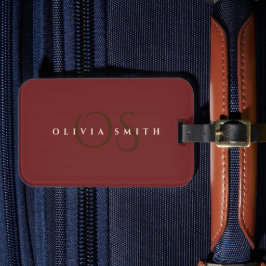 Etiqueta De Bagagem Monograma Dourado profissional elegante e burgundy