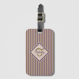 Etiqueta De Bagagem Monograma Dourado, violeta, púrpura e rosa