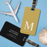 Etiqueta De Bagagem Monograma e Caligrafia com Fundo Editável<br><div class="desc">estilo viagem com este monograma de bagagem com um monograma de serif e seu nome em um roteiro de caligrafia na frente. A cor de fundo na frente e atrás é editável. Clique em personalizar para alterar a cor Personalizar, substituindo o texto do espaço reservado. Para obter mais opções, como...</div>