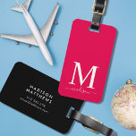 Etiqueta De Bagagem Monograma e Caligrafia com Fundo Editável<br><div class="desc">estilo viagem com este monograma de bagagem com um monograma de serif e seu nome em um roteiro de caligrafia na frente. A cor de fundo na frente e atrás é editável. Clique em personalizar para alterar a cor Personalizar, substituindo o texto do espaço reservado. Para obter mais opções, como...</div>