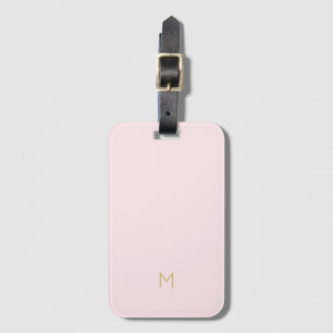 Etiqueta De Bagagem Monograma Elegante Blush Dourado Minimalista Rosa