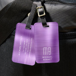 Etiqueta De Bagagem Monograma Elegante Rosa