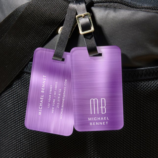 Etiqueta De Bagagem Monograma Elegante Rosa (Elegant Monogram Pink Luggage Tag)