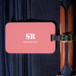 Etiqueta De Bagagem Monograma Elegante Rosa Mínimo