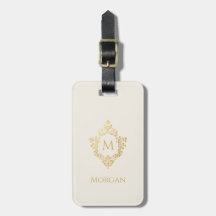 Monograma em Brasão Marfim Faux Dourado Elegante V