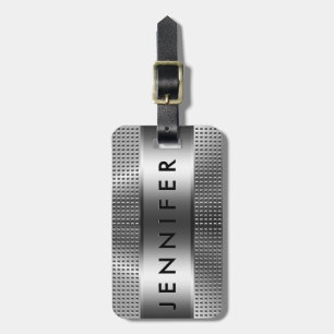 Etiqueta De Bagagem Monograma em negrito, Design de padrão de Cinza de