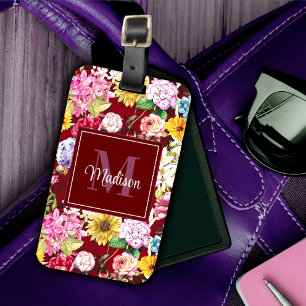 Etiqueta De Bagagem Monograma Floral amarelo-claro