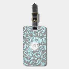 Etiqueta De Bagagem Monograma floral L Tag do teste padrão do vintage