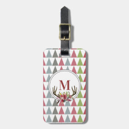 Etiqueta De Bagagem Monograma Floral Moderno