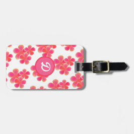 Etiqueta De Bagagem monograma floral moderno colorido