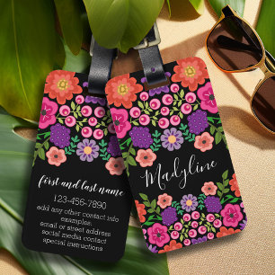 Etiqueta De Bagagem Monograma floral na moda do teste padrão - pode a