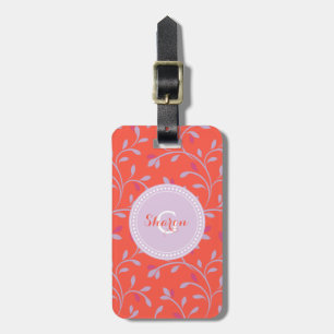 Etiqueta De Bagagem Monograma floral roxo pastel feminino bonito do