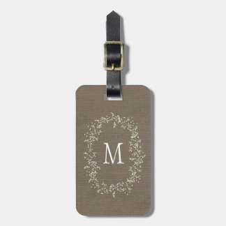 Etiqueta De Bagagem Monograma Floral Vintage Burlap