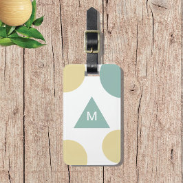 Etiqueta De Bagagem Monograma Geométrico Amarelo Azul