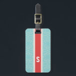 Etiqueta De Bagagem Monograma geométrico do padrão abstrato de turques<br><div class="desc">Design abstrato do padrão geométrico abstrato azul-turquesa azul-turquesa, elegante e elegante na moda, o bonito padrão geométrico moderno e contemporâneo do azul-turquesa e da faixa vermelha dá a este design branco e limpo um aspecto contemporâneo e clássico. Legal presentes únicos para ela. Personalize o monograma personalizado com suas próprias iniciais...</div>