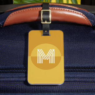 Etiqueta De Bagagem Monograma Geométrico Moderno Yellow Retro Mostard