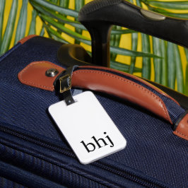 Etiqueta De Bagagem Monograma inicial branco simples