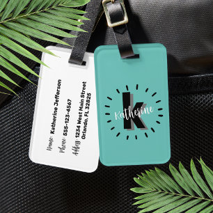 Etiqueta De Bagagem Monograma Inicial Chic Simple