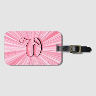 Etiqueta De Bagagem Monograma Inicial de Intermitência de Cor Rosa Qu