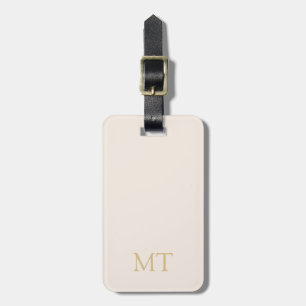Etiqueta De Bagagem Monograma inicial minimalista Dourado de bege mode