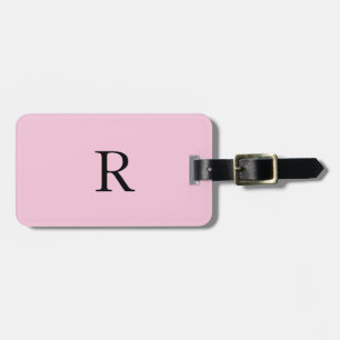 Etiqueta De Bagagem Monograma Inicial Nome Pastel Preto, Pink Gift Cut