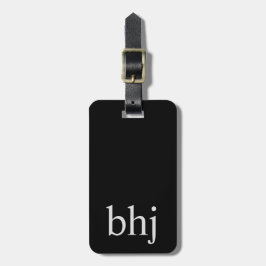Etiqueta De Bagagem Monograma inicial preto simples