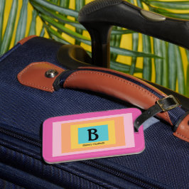 Etiqueta De Bagagem Monograma - Letra com um nome bonito e colorido - 