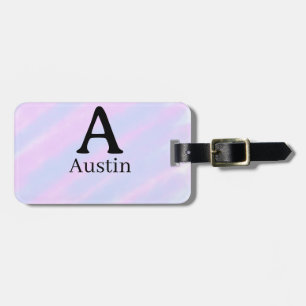 Etiqueta De Bagagem Monograma maiúsculo masculino adicionar nome roxo